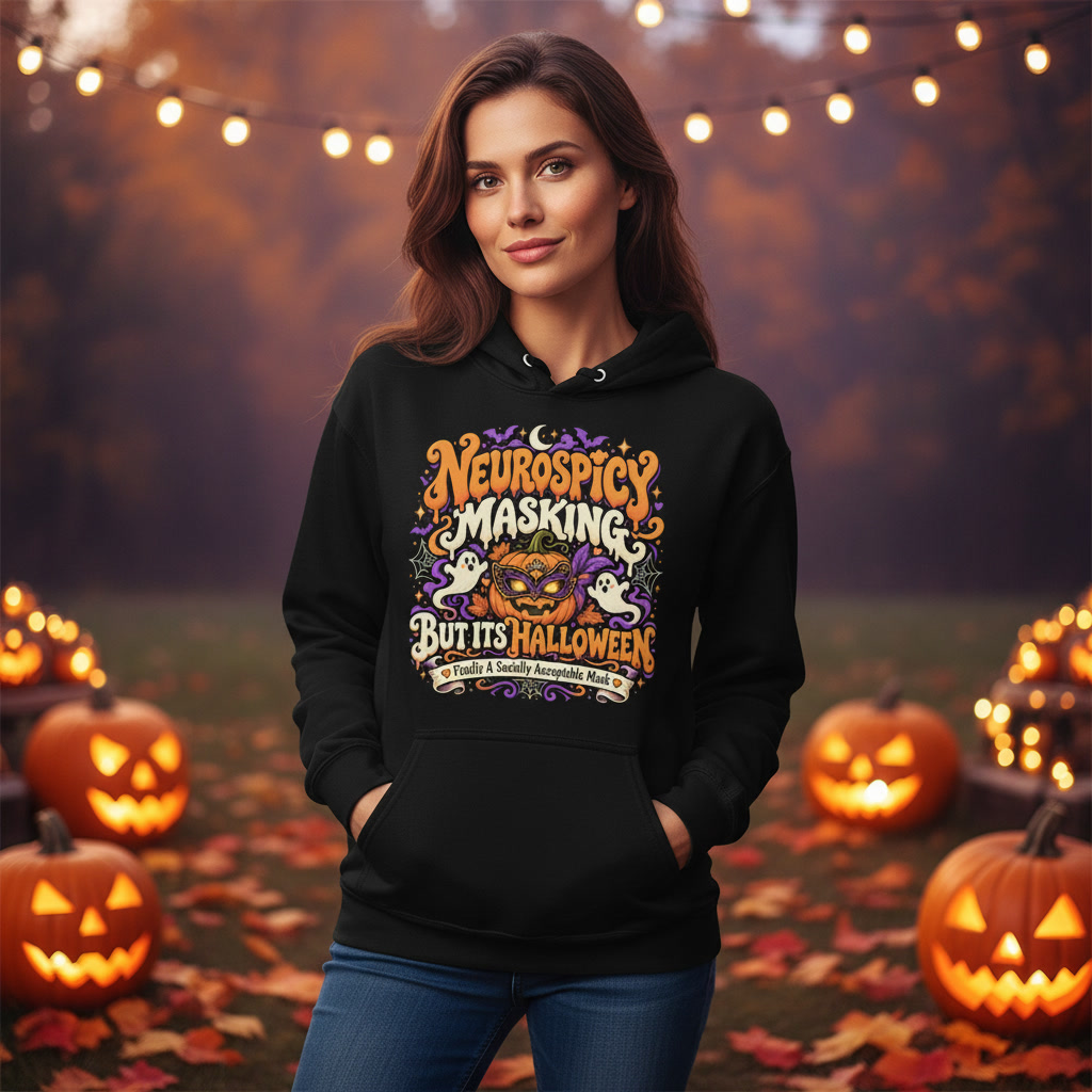 Neurospicy masking but its Halloween Graphic Hoodie