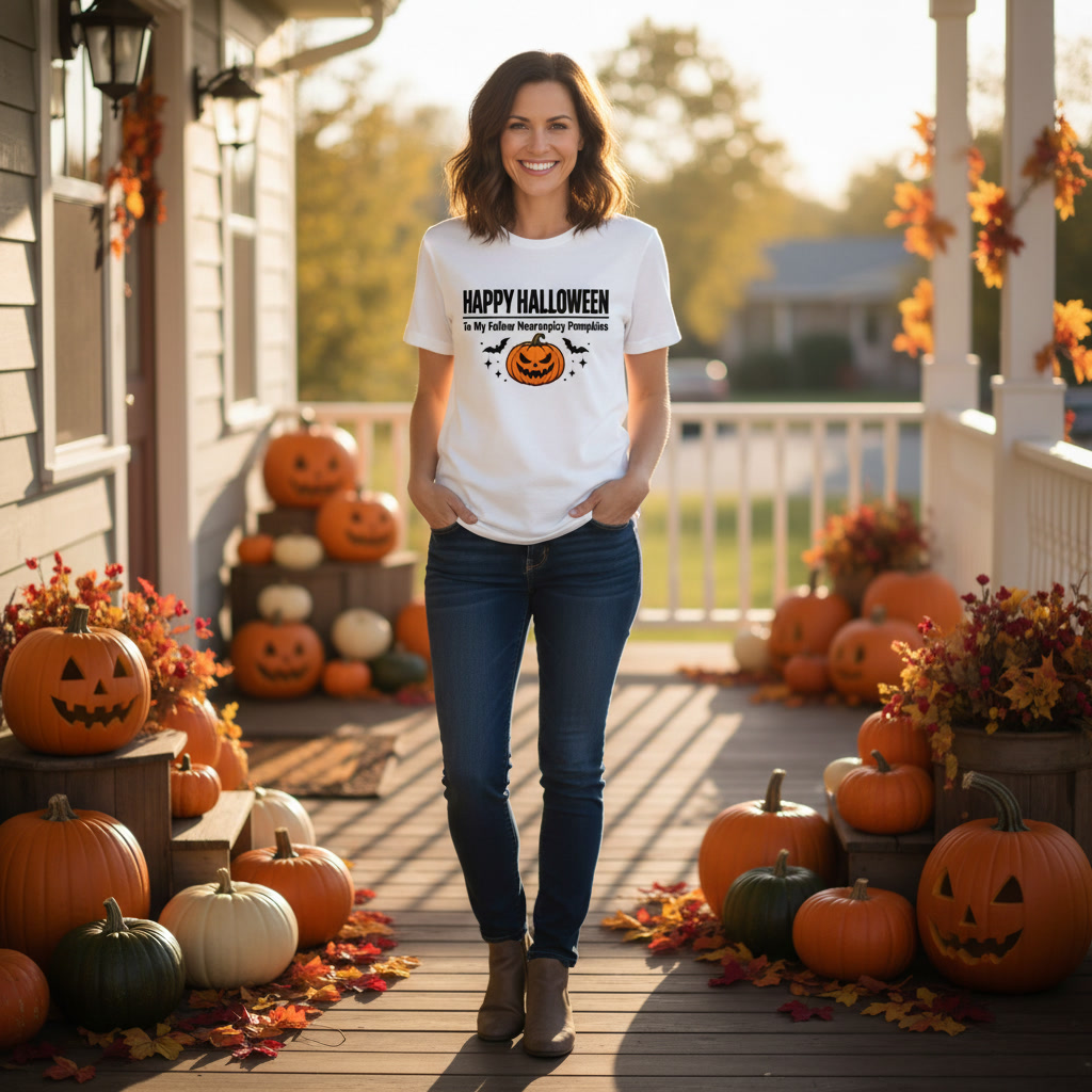 My fellow neurospicy pumpkins White plain text tee