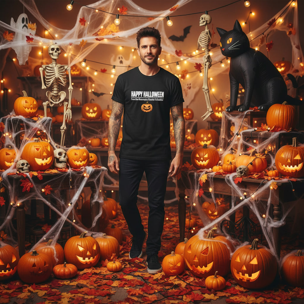 Happy Halloween from one neurospicy disaster to another Black plain text tee