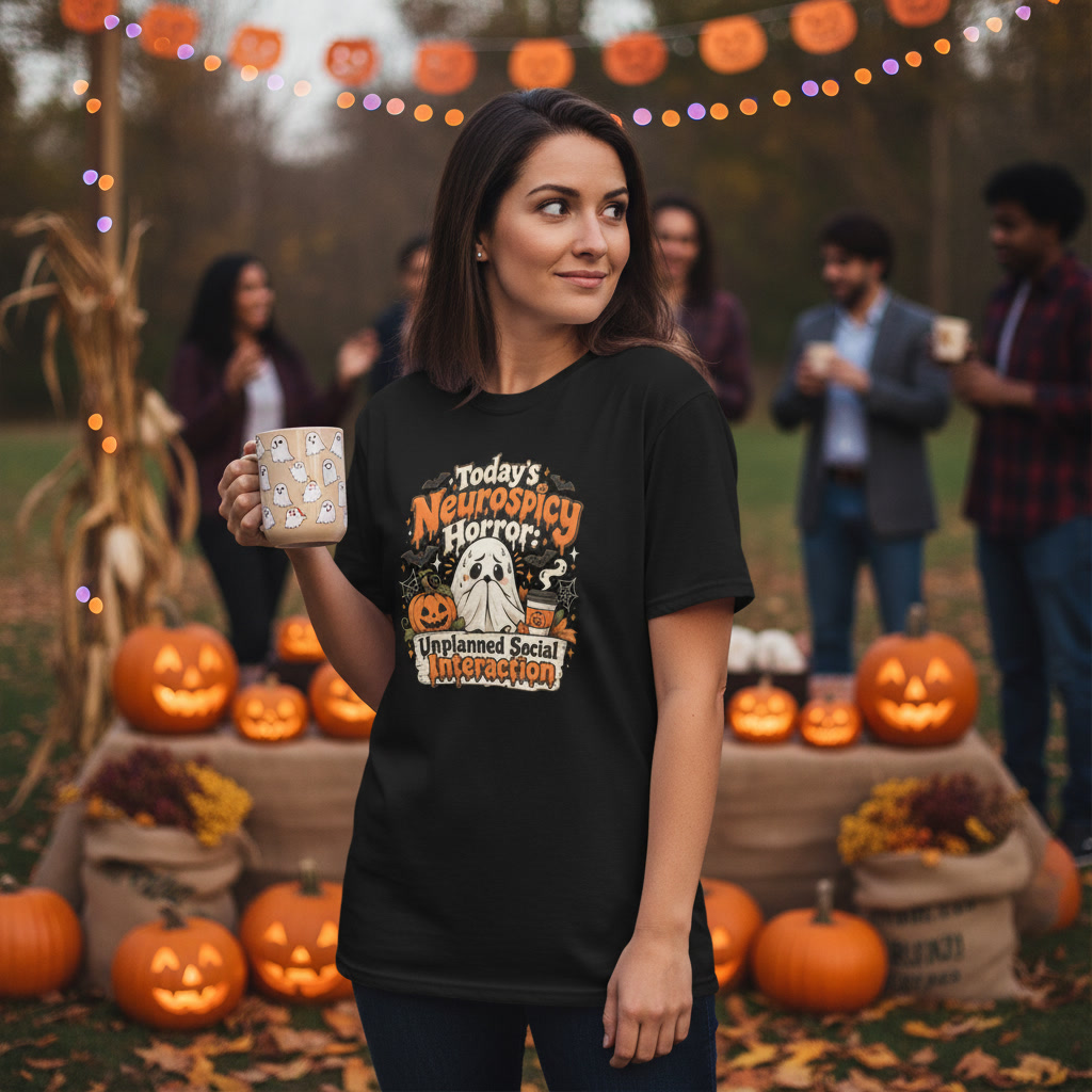 Todays neurospicy horror Black graphic tee